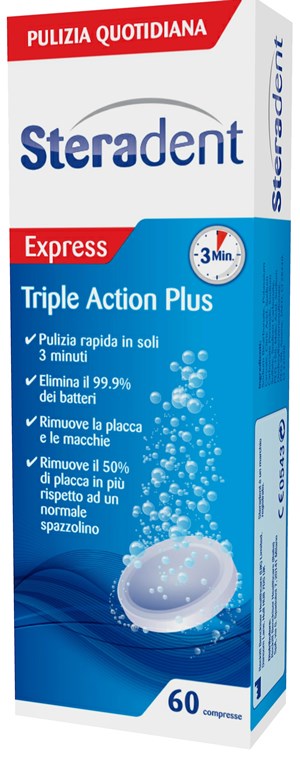 STERADENT TRIPLE ACTION PLUS 60 COMPRESSE PULENTI - farmaster.it