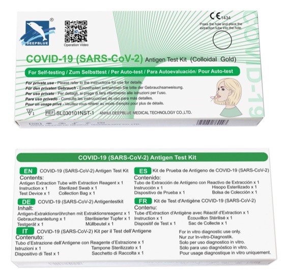TEST ANTIGENICO RAPIDO COVID-19 DEEPBLUE AUTODIAGNOSTICO DETERMINAZIONE QUALITATIVA ANTIGENI SARS-COV-2 IN TAMPONI NASALI MEDIANTE IMMUNOCROMATOGRAFIA - farmaster.it