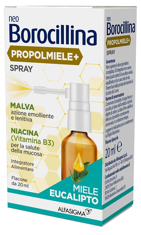 NEOBOROCILLINA PROPOLMIELE+ SPRAY MIELE EUCALIPTO 20 ML - farmaster.it